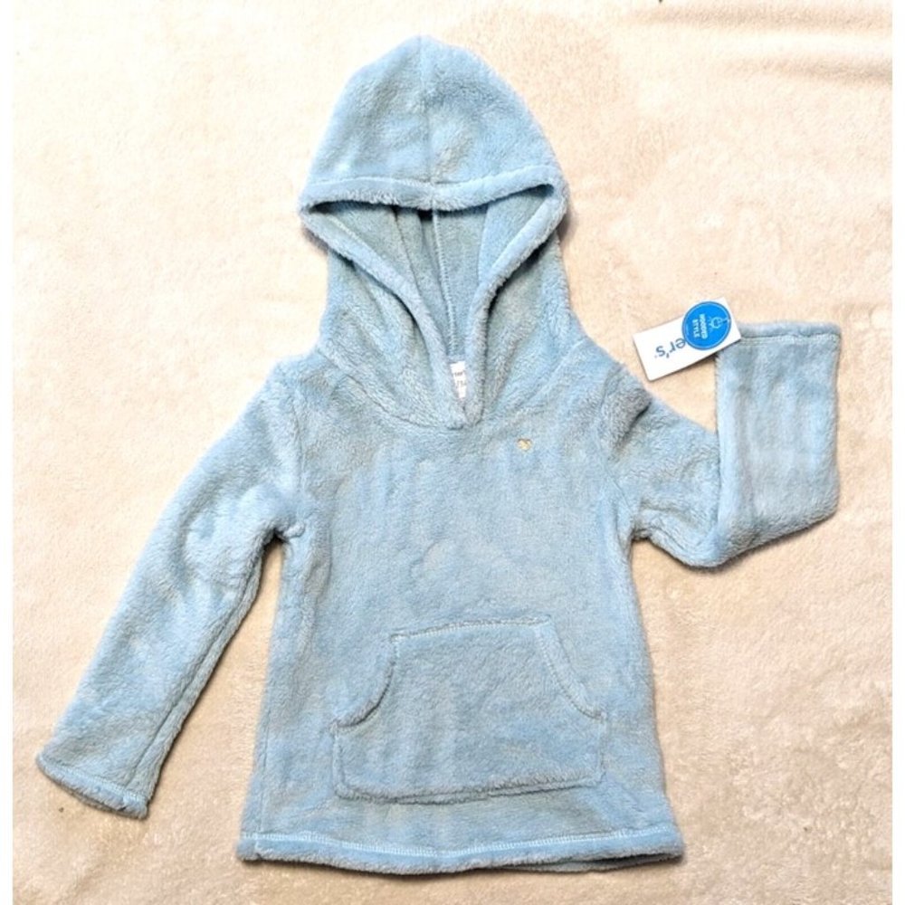 Carter's Girls Soft Blue Hooded Fleece Jacket Size 3T Pull-Over Pockets Heart